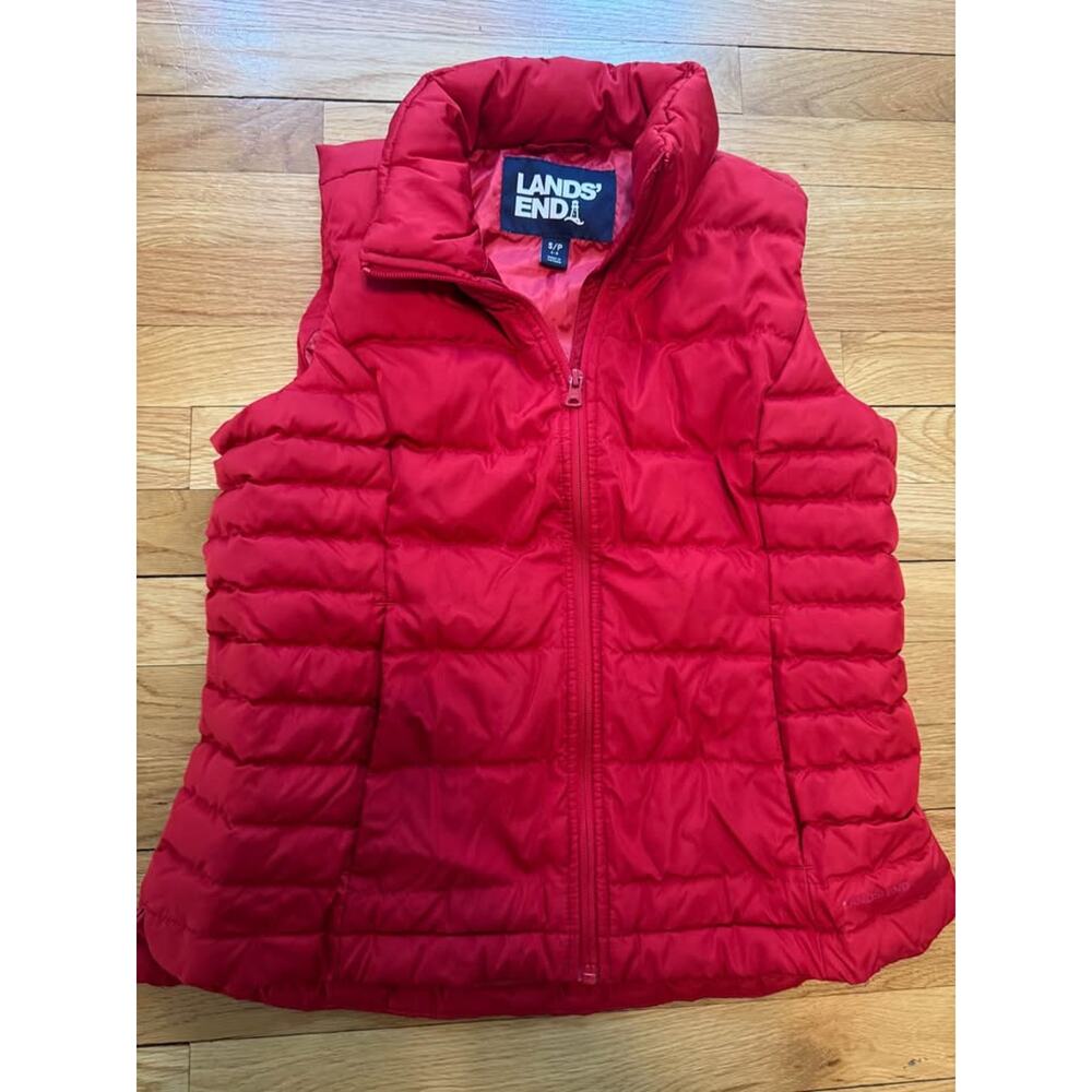 Lands' End Women's Red Puffer Down Vest S/P (6-8)